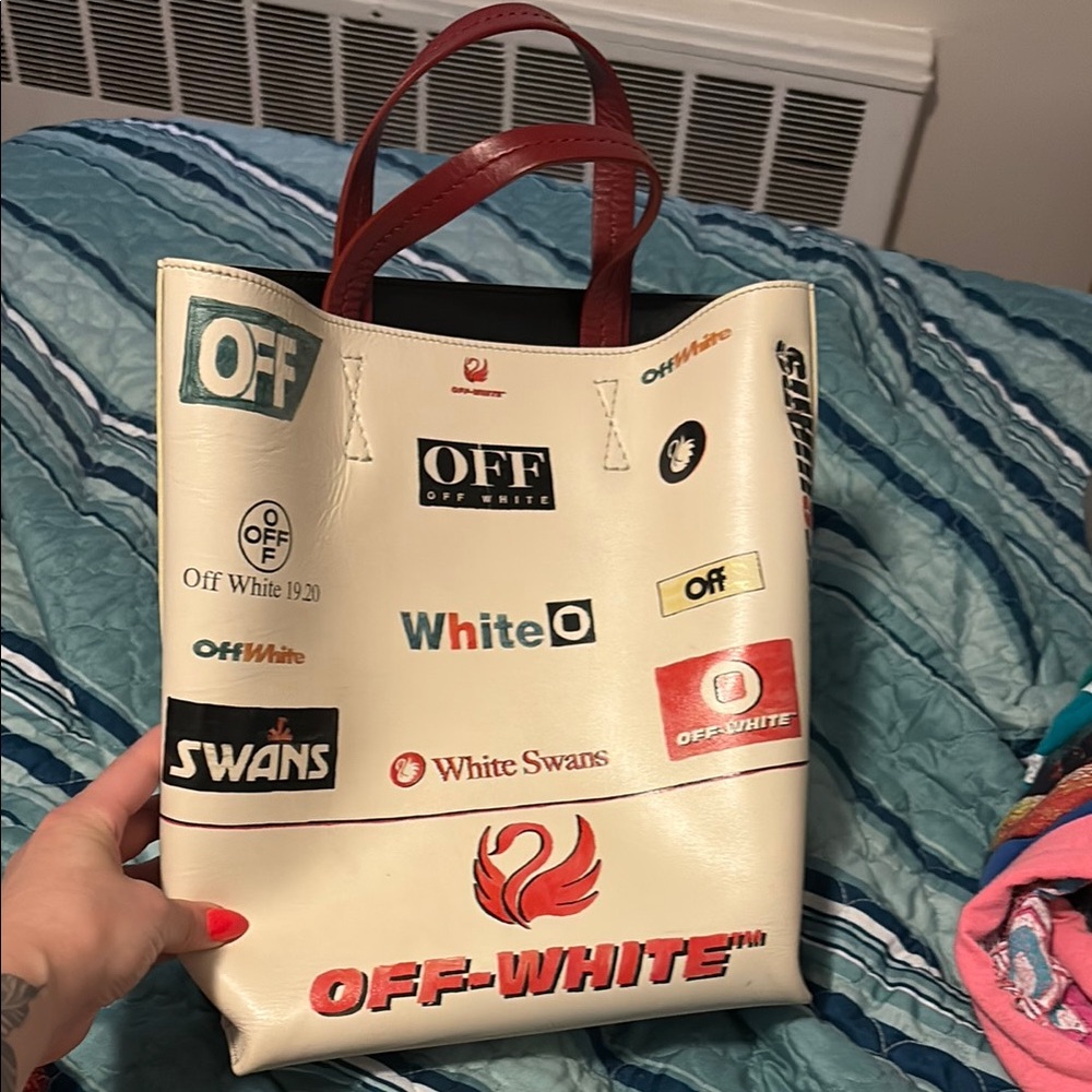 Off-White Cream and Red Totes for Chic Style